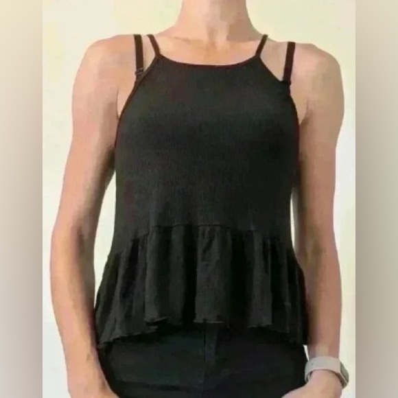 NWT American Eagle black casual lighweight flowy spaghetti strap Halter Tops M - Picture 1 of 4